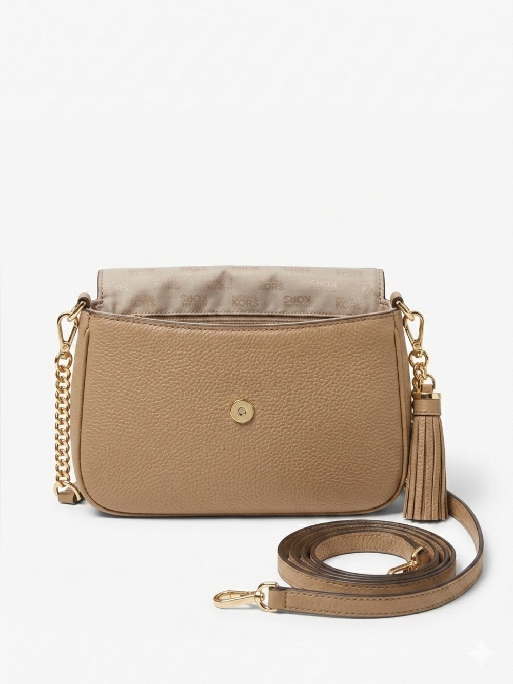 Michael Michael Kors Beige Pebbled Leather Crossbody Bag Gold Hardware EUC - Picture 7 of 7